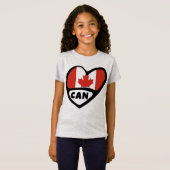 T-Shirt Code pays du Canada Coeur du drapeau, CAN (Devant entier)