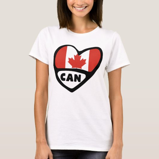 T-shirt Code pays du Canada Coeur du drapeau, CAN (Devant)