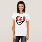 T-shirt Code pays du Canada Coeur du drapeau, CAN (Devant entier)