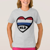 T-shirt Code pays Pays-Bas Coeur du drapeau, NLD (Devant)