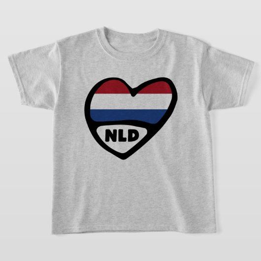 T-shirt Code pays Pays-Bas Coeur du drapeau, NLD (Poser)
