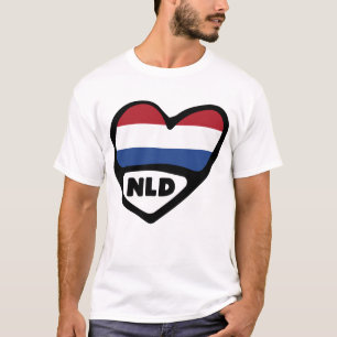T-shirt Code pays Pays-Bas Coeur du drapeau, NLD