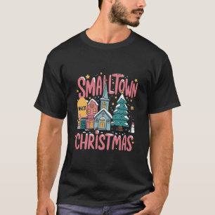 T-shirt Code Postal Personnalisé Noël Petit Village Rose
