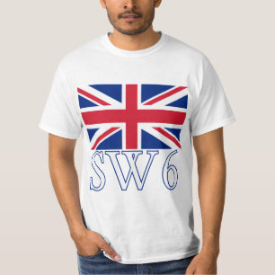 T-shirt Code postal SW6 de Londres avec Union Jack