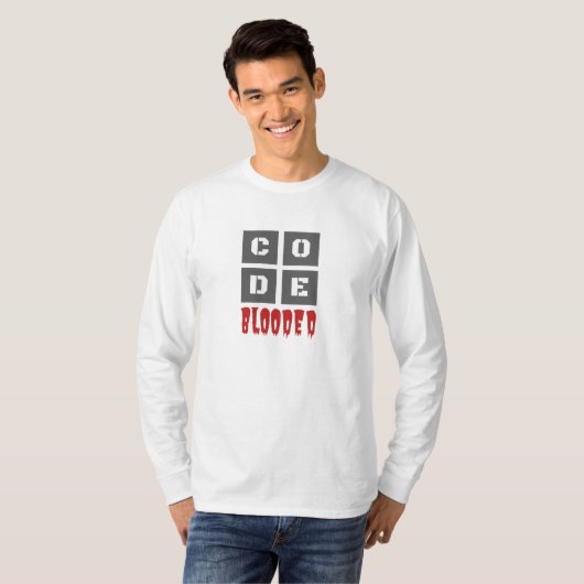 T-shirt CODE programmeur informatique codée au sang Funny (Devant entier)