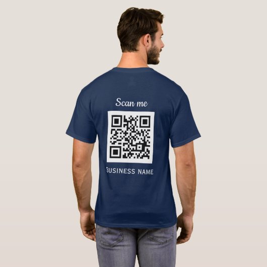 T-shirt Code QR Business Logo Professionnel Marine Bleu (Dos entier)