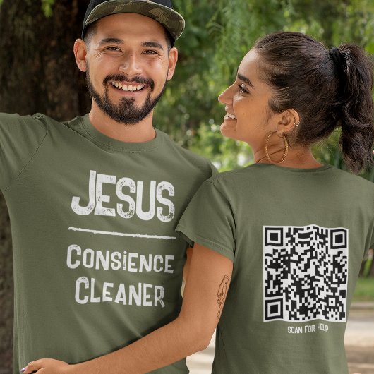 T-shirt Code QR Chrétien Jésus Pardonne Conscience Propre