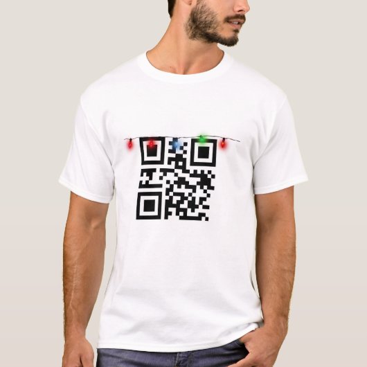 T-shirt Code QR de Noël avec lumières (Devant)