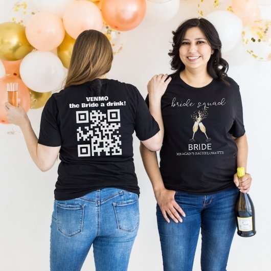 T-shirt Code QR Venmo Un Verre aux Mariés Toast au Champag