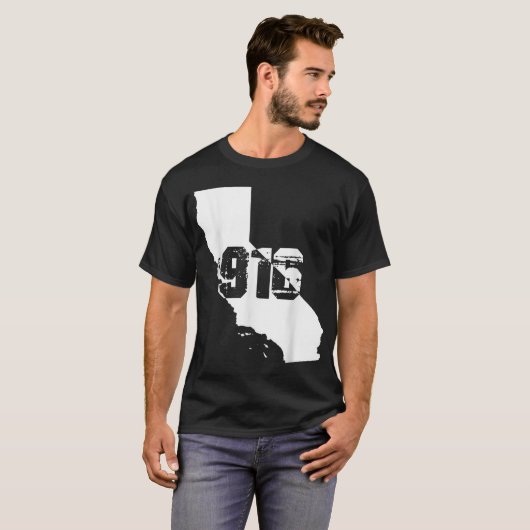 T-shirt Code régional de Sacramento California 916 (Devant entier)