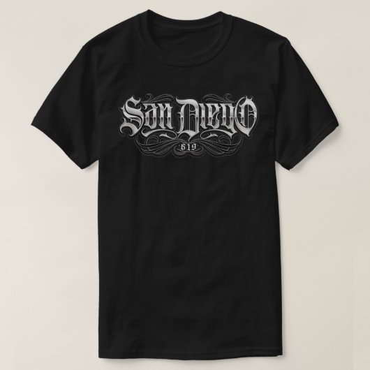 T-shirt Code régional San Diego 619 Code du script inférie (Design devant)