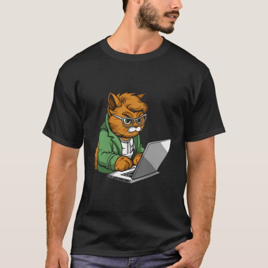 T-shirt Coder Cat Programmation Logiciel Ingénieur Codage (Devant)
