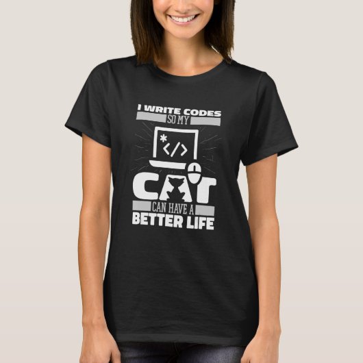 T-shirt Coder Cat Software Engineer Developer Coding Pro (Devant)