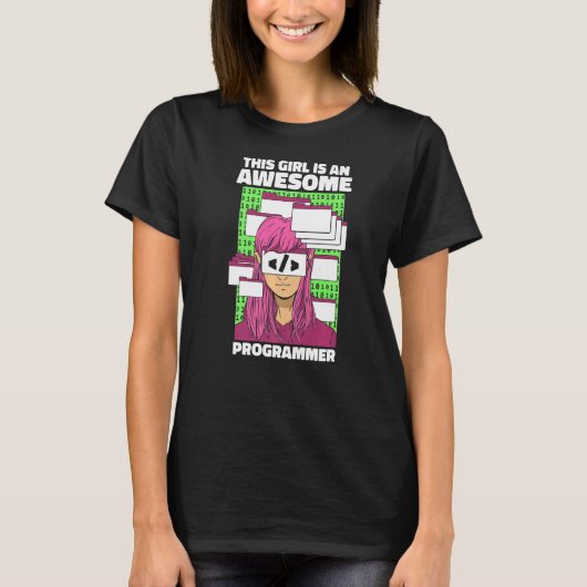 T-shirt Coder Girl Coding Developer Programmer Logiciel P (Devant)