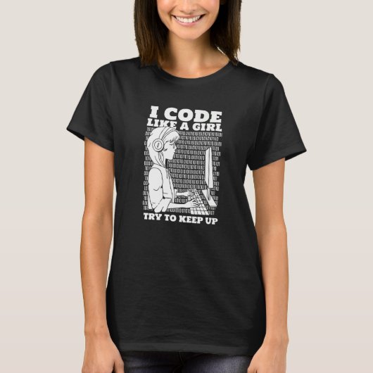 T-shirt Coder Girl Programmation Coding Software Developer (Devant)