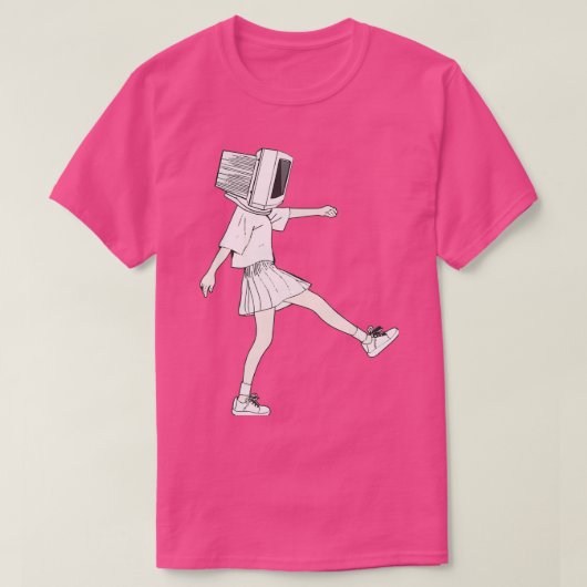 T-shirt Coder la tête d'ordinateur pour fille (Design devant)