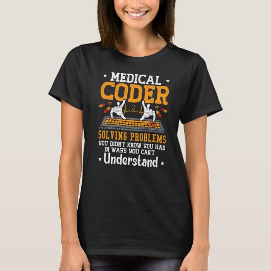 T-shirt Coder Médicale Coder Résolution Problèmes Coder Ic (Devant)