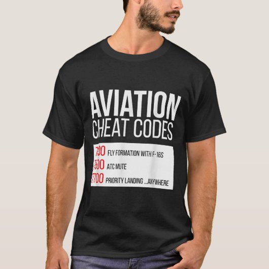 T-shirt Codes de triche de l'aviation - Drôle pour les pil (Devant)