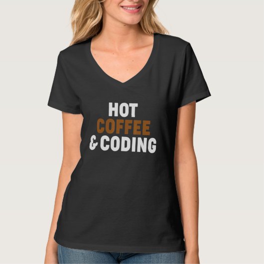 T-shirt Coding Hot Coffee, Software Engineering Computer P (Devant)
