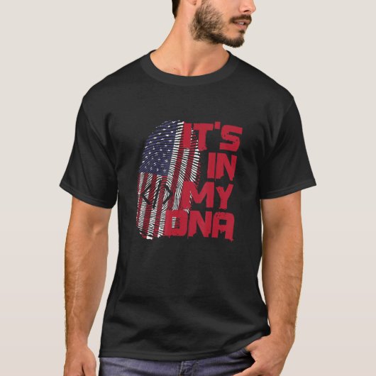 T-shirt Coding In Dna Fingerprint American Patriot 4th of  (Devant)
