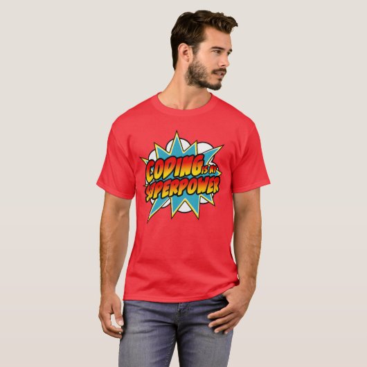 T-shirt Coding Is My Superpower Comic Codeur HTML Programm (Devant entier)