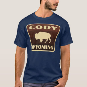 T-shirt Cody Wyoming Retro Buffalo Badge Brown