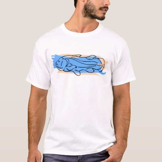 T-shirt Coelacanth bleu et orange (Devant)