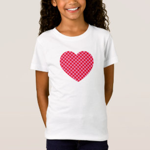 T-Shirt Cœur à carreaux rouge et rose