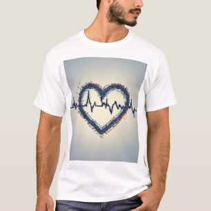 T-shirt Coeur Abstrait avec conception de pulse