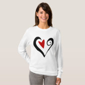 T-shirt Coeur Abstrait rouge et noir Romantique moderne (Devant entier)