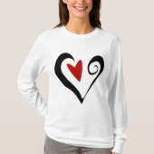 T-shirt Coeur Abstrait rouge et noir Romantique moderne (Devant)