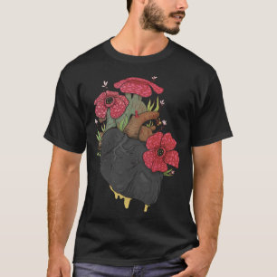 T-shirt Coeur anatomique Et Fleurs Hommes Femmes Cardiolog