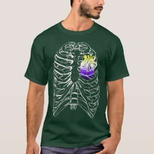 T-shirt Coeur anatomique non binaire Ribcage NB Enby Pride