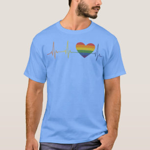 T-shirt Coeur arc-en-ciel avec battement de coeur pour le 
