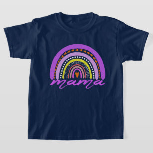 T-Shirt Coeur Arc-en-Ciel Bohème Doodle Maman.