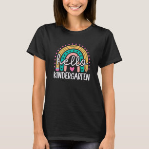 T-shirt Coeur arc-en-ciel bonjour Kindergarten Team Retour