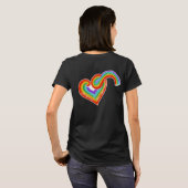 T-shirt Cœur Arc-en-Ciel Le Progrès n'est pas Linéaire Nom (Dos entier)