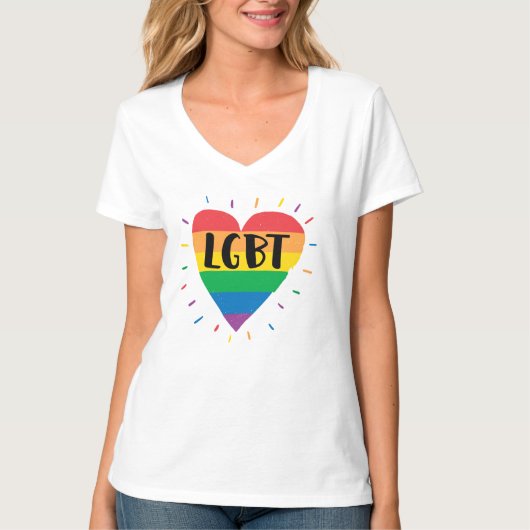 T-shirt Coeur arc-en-ciel LGBT (Devant)
