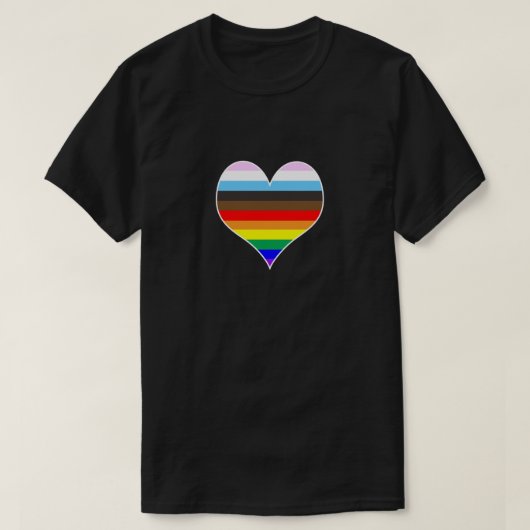 T-shirt Coeur arc-en-ciel (noir) (Design devant)