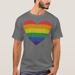 T-shirt Coeur arc-en-ciel pour gay et lesbiennes soutien f