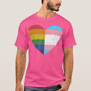 T-shirt Coeur avec arc-en-ciel et transgenre pour orgueil