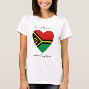 T-Shirt Cœur avec Drapeau de Vanuatu