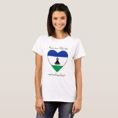 T-Shirt Cœur avec Drapeau du Lesotho (Devant entier)
