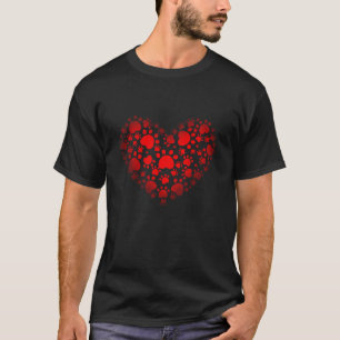 T-shirt Coeur avec Paw pour chat ou Amoureux de les chiens