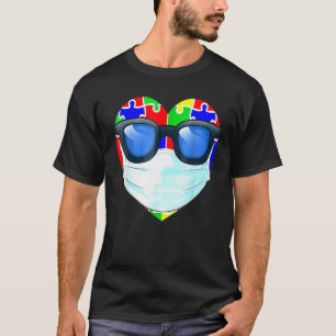 T-shirt Coeur Avec Sunglass Et Sensibilisation sur l'autis