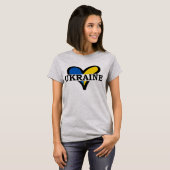 T-shirt Coeur bleu et jaune avec inscription Ukraine (Devant entier)