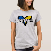 T-shirt Coeur bleu et jaune avec inscription Ukraine (Devant)
