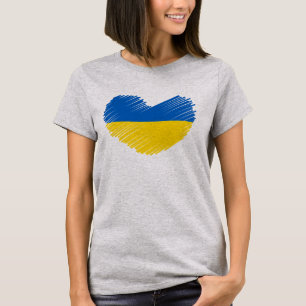 T-shirt Coeur bleu et jaune, drapeau ukrainien