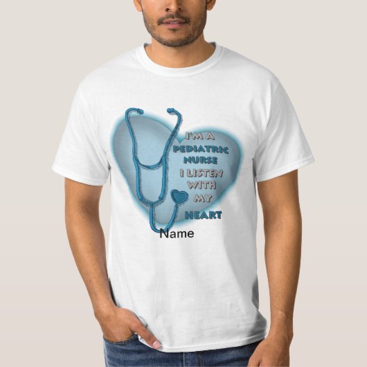 T-shirt Coeur bleu Infirmière pédiatrique (Devant)