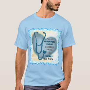 T-shirt Coeur bleu Infirmière pédiatrique
